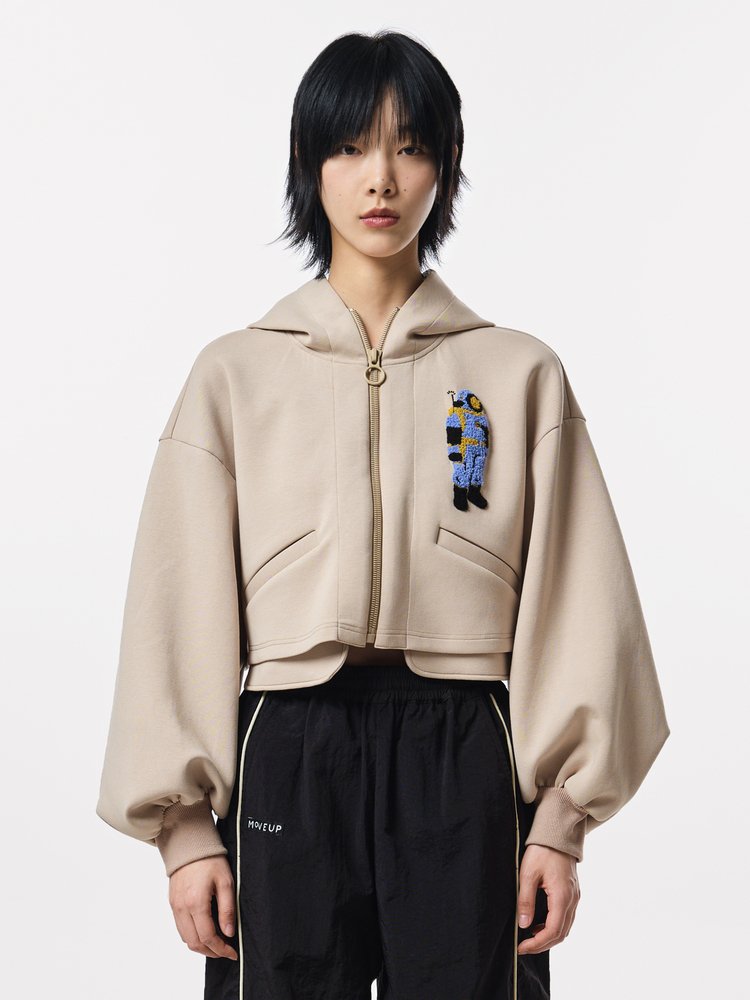 Designer Short Hooded Towel Embroidered Jacket — AGoodFun